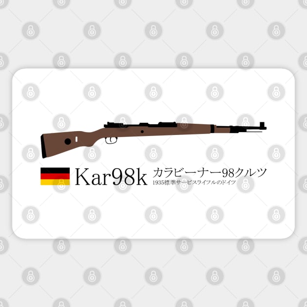 Kar98k Karabiner 98 kurz 1935 German standard service rifle historical German weapon black in Japanese. カラビーナー98クルツ 1935標準サービスライフルのドイツ Sticker by FOGSJ